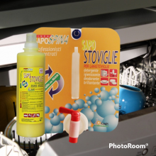 SapoSTOVIGLIE  est un  liquide pour lave-vaisselle avec 4 FONCTIONS en 1 produit