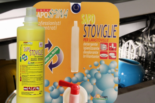 SapoSTOVIGLIE  est un  liquide pour lave-vaisselle avec 4 FONCTIONS en 1 produit
