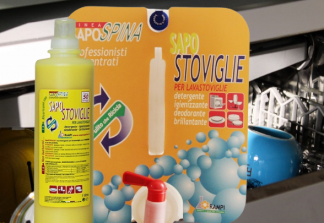 SapoSTOVIGLIE  est un  liquide pour lave-vaisselle avec 4 FONCTIONS en 1 produit